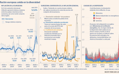 La política monetaria común, muestra fallos en la homogeneidad de los países miembros por la dispersión de la inflación